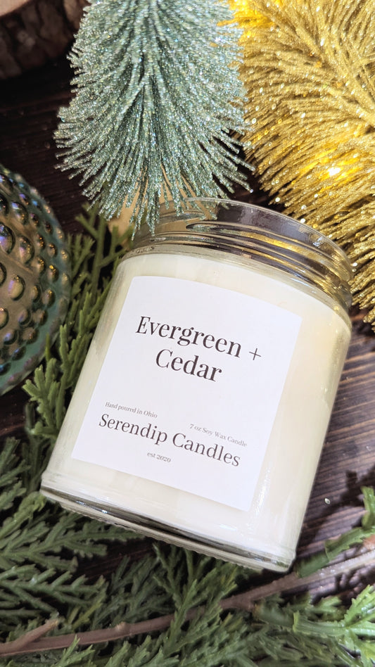 7 oz Evergreen + Cedar Soy Wax Candle